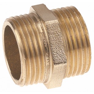 Equal hexagonal brass nipple - Male / Male