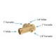 Brass 5 ways 1'' fittings - "Long series"