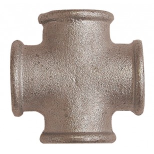 Equal Cross beaded - F/F/F/F - Galvanized Cast Iron