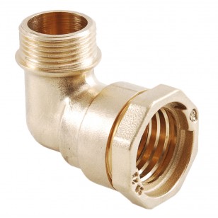 Male 90° brass elbow - PE / male