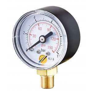 Pressure gauge - ABS casing - Class 1.6 - Conical brass Vertical fitting 1/8G - Ø 40