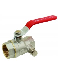 Brass purge ball valve - F / F - ''Etoile'' series- Standard bore - Flat red steel handle