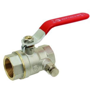 Brass purge ball valve - F / F - ''Etoile'' series- Standard bore - Flat red steel handle