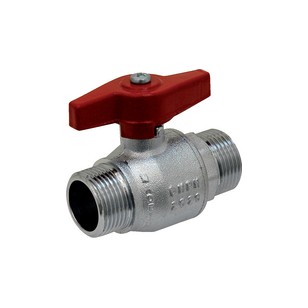 Brass ball valve - M/M - '' Normal series '' - Full bore - Butterfly red handle