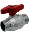 Brass ball valve - M/M - '' Normal series '' - Full bore - Butterfly red handle