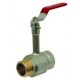 Brass ball valve - M/F - Monobloc with extension - Flat red steel handle