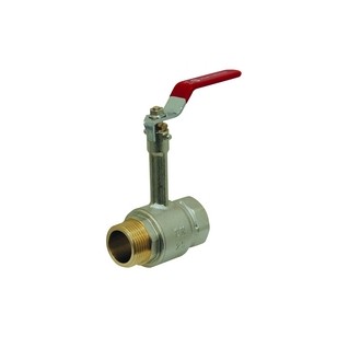 Brass ball valve - M/F - Monobloc with extension - Flat red steel handle