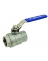 Monobloc stainless steel ball valve F/F 2 pieces - Full bore - Flat blue handle