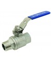 Monobloc stainless steel ball valve M/F 2 pieces - Full bore - Flat blue handle