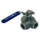 Stainless steel ball valve - 3 femal ways in T - ISO 5211 motorisation support