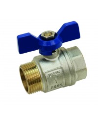 Brass ball valve - M / F - ''Etoile'' series - Standard bore - Butterfly blue handle