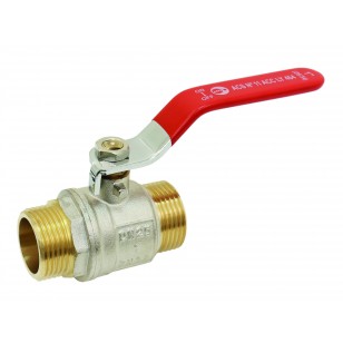 Brass ball valve - M / M - ''Etoile'' series - Standard bore - Flat red stainless steel handle