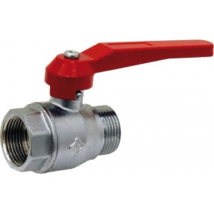 Brass ball valve - F/F - ''Normal series'' - Full bore - Red aluminium handle