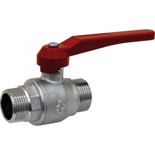 Brass ball valve - M/M - '' Normal series '' - Full bore - Red aluminium handle