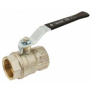 Brass ball valve - F/F - ''Normal series'' - Full bore - Flat black steel handle