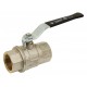 Brass ball valve - F/F - Long threaded series - Full bore - Flat black steel handle