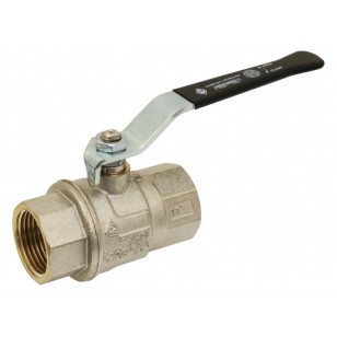 Brass ball valve - F/F - Long threaded series - Full bore - Flat black steel handle