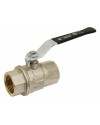 Brass ball valve - F/F - Long threaded series - Full bore - Flat black steel handle