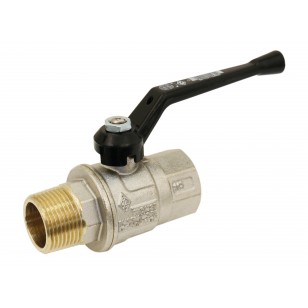 Brass ball valve - M/F - Long threaded series - Full bore - Black aluminium handle