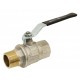 Brass ball valve - M/F - Long threaded series - Full bore - Flat black steel handle