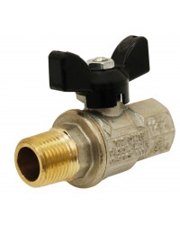 Brass ball valve - M/F - Long threaded series- Full bore - Butterfly black handle