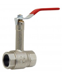 Brass ball valve - F/F - Monobloc with extension - Flat red steel handle