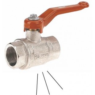 Brass ball valve - F / F - ''Compressed air series withe decomrpession" - Full bore - Steel handle with red epoxy