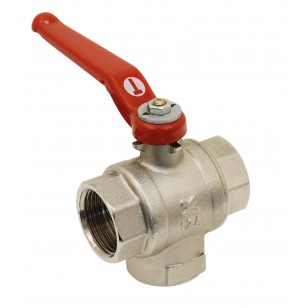 3 female ways brass ball valve - Vertical - T ways