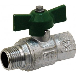 Brass ball valve - M / F - "Green series" - Butterfly handle