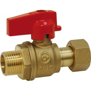 Ball valve for manifold - Male / Swivel nut - Red handle