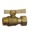 Brass ball valve - M / Swivel nut - Straight - For water meter